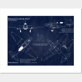 Mig-3 Mikoyan-Gurevich URSS Blueprint Posters and Art